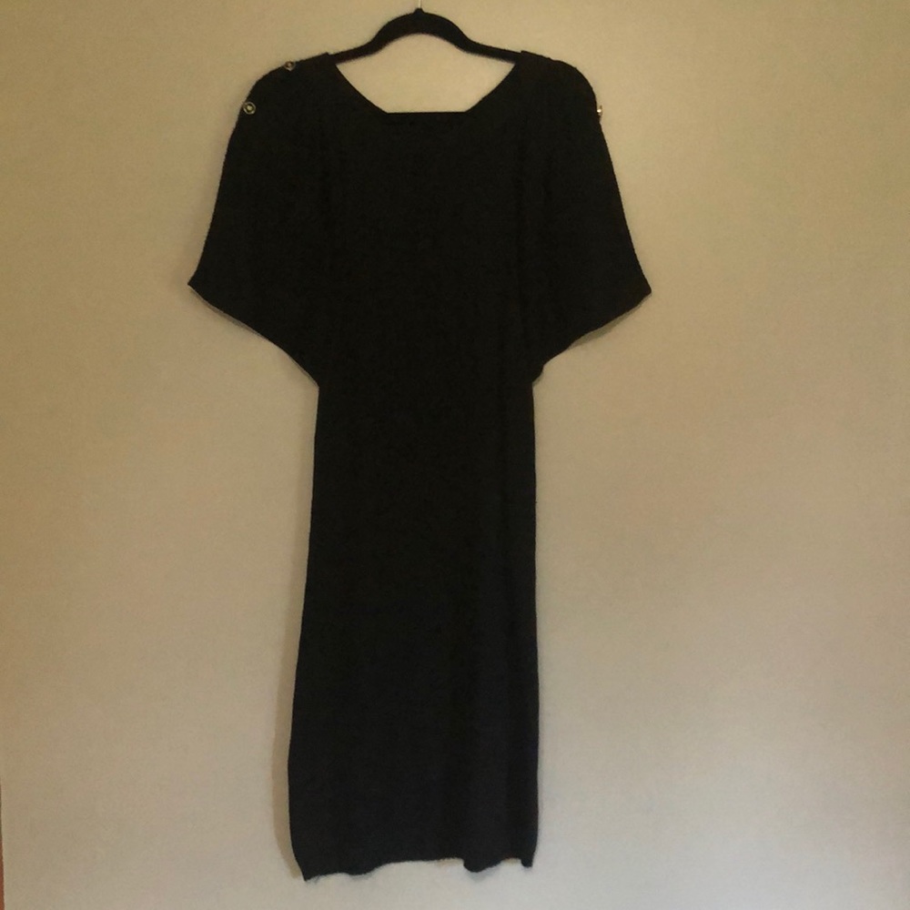 Black open sleeve sweater dress